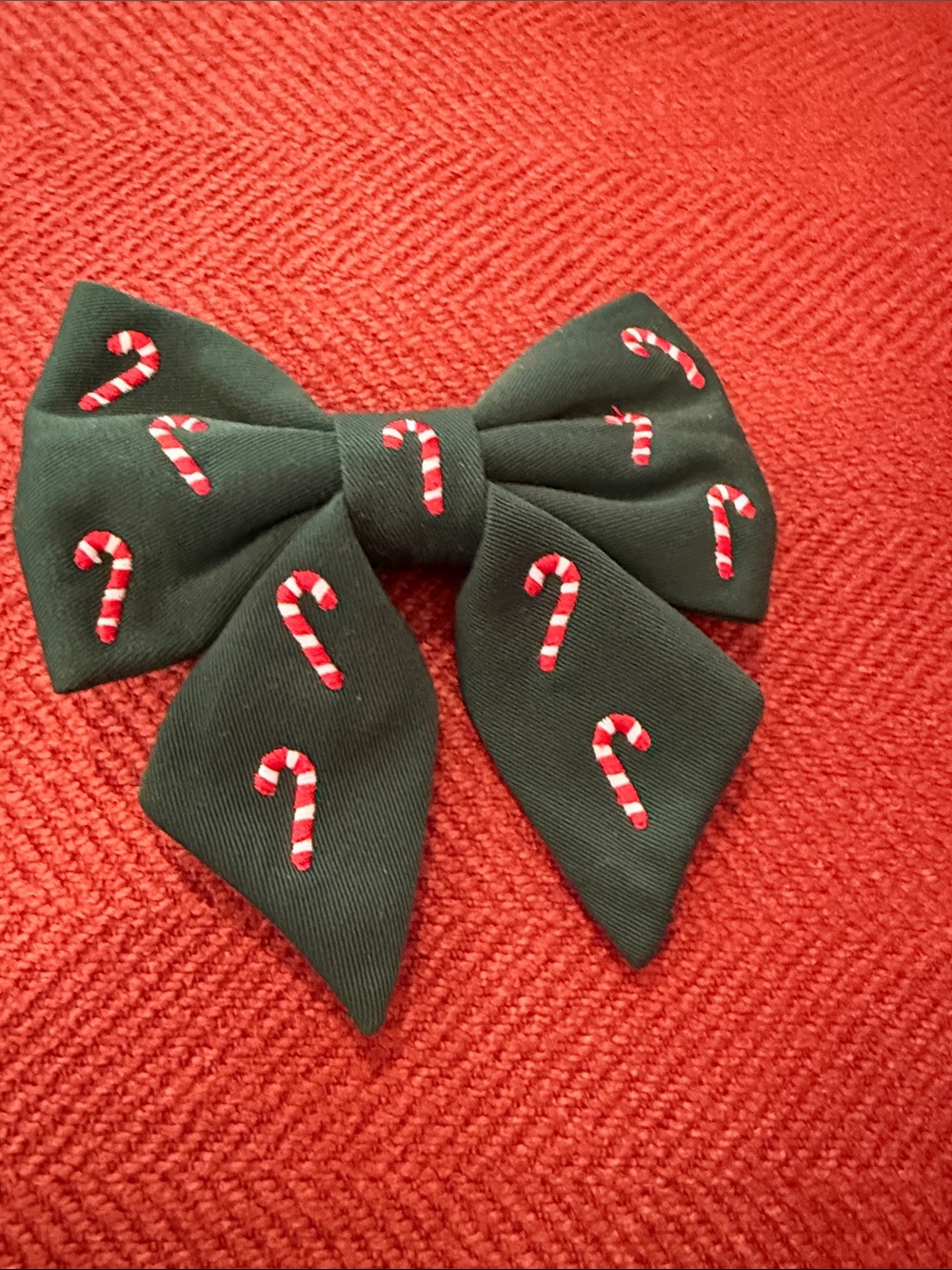Dark Green Candy Cane Dog Collar Bow